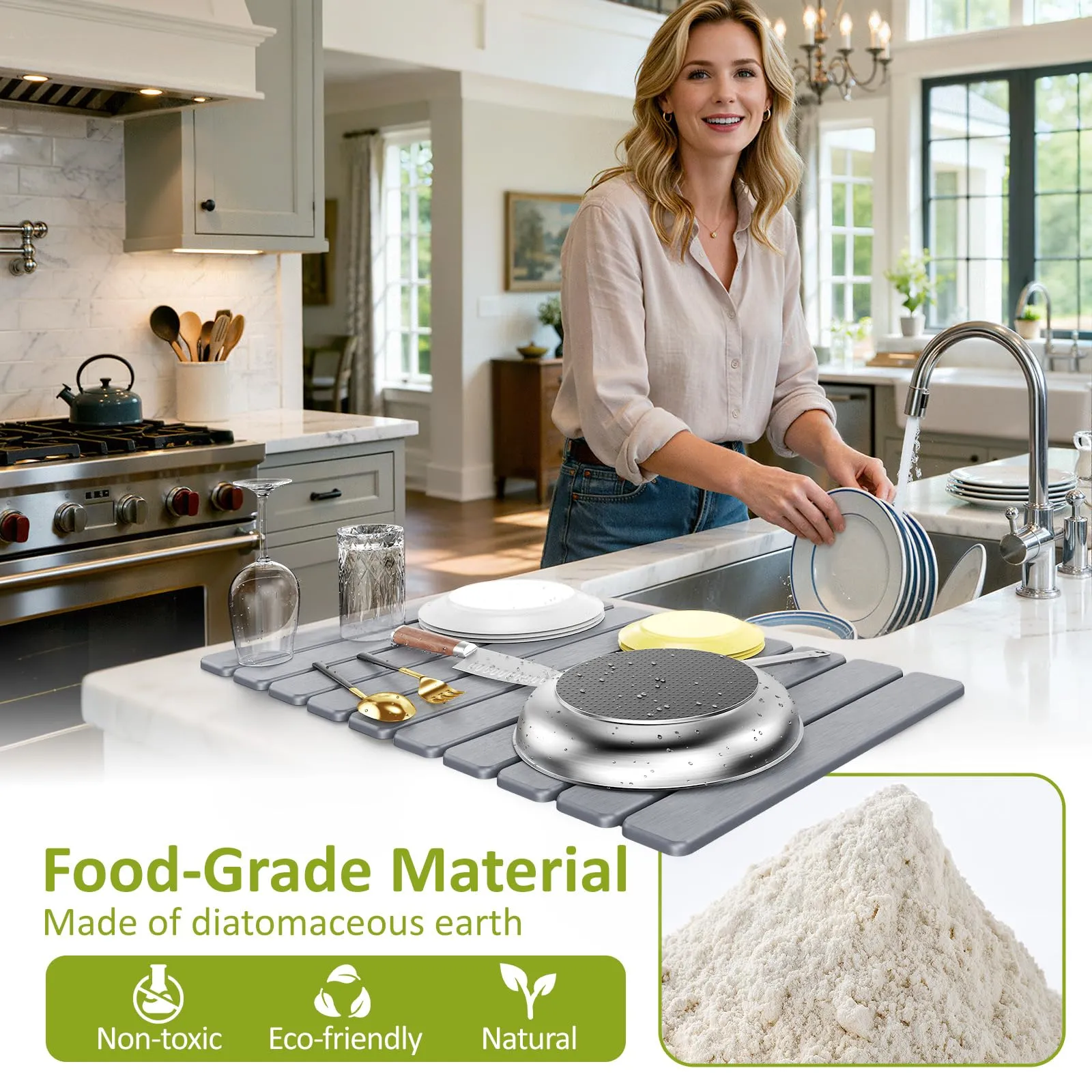 Silicone Dish Drying Mat for Kitchen - Image 4