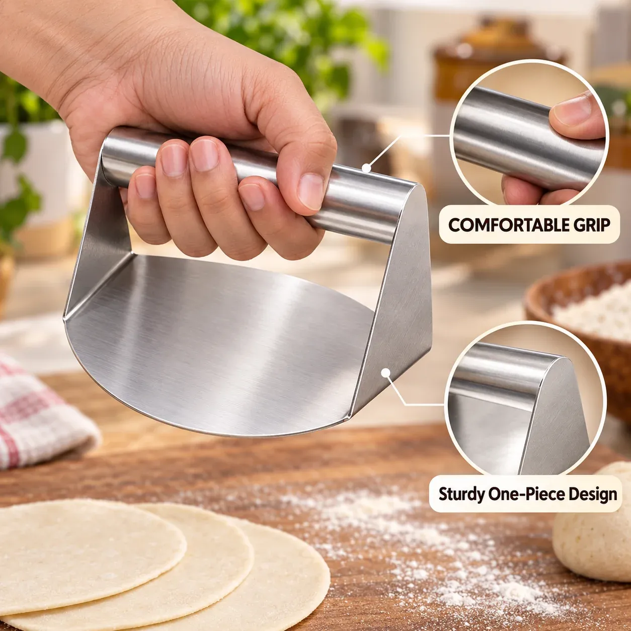 Stainless Steel Roti & Puri Dough Press (Buy 1 Get 1 Free) - Image 9