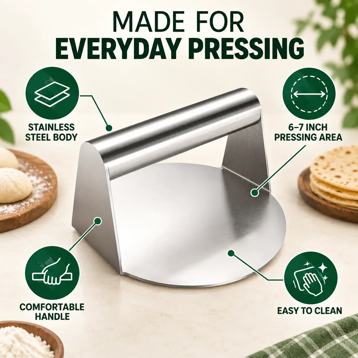 Stainless Steel Roti & Puri Dough Press (Buy 1 Get 1 Free) - Image 4